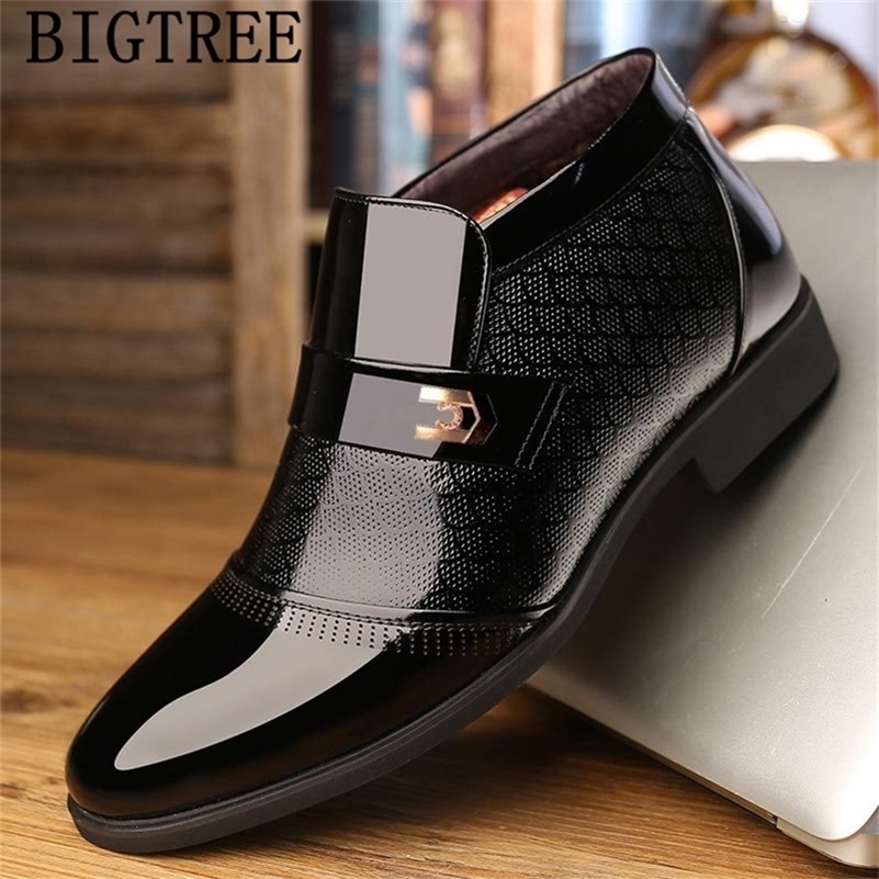 

Business Shoes Mens Dress Boots Office Classic Patent Leather Winter Formal Luxury Brand Buty Meskie 220812gx, Black