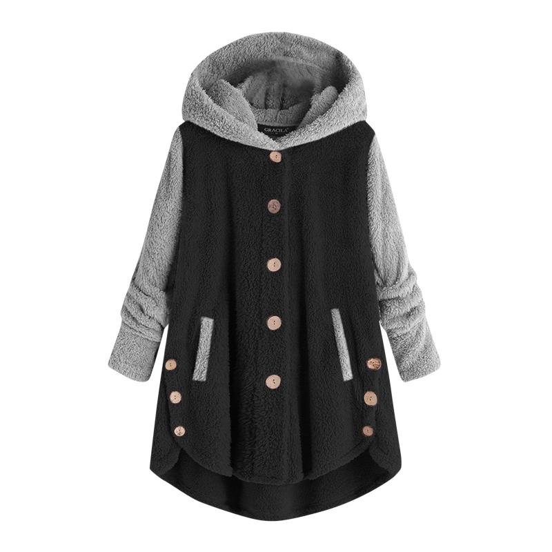 

Women's Jackets Ladies Casual Button Down Patchwork Hooded Long Sleeve Pocket Loose Outwear Cute Oversize Teen Girls CoatWomen's, Wine