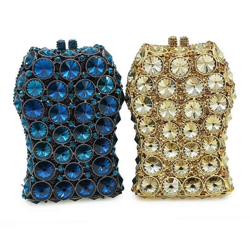 

Evening Bags Fashion Gold Rhinestone Wedding Clutch Bag XIYUAN Crystal Party Handbag High-End Ladies Diamond Purse Female Chain Shoulder, Black