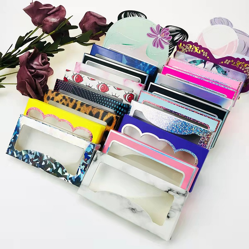 

False Eyelashes Eyelash Packaging Wholesale Bulk 10-100 Pcs 25mm Mink Lashes Case Marble Package Custom Logo Lash Boxes