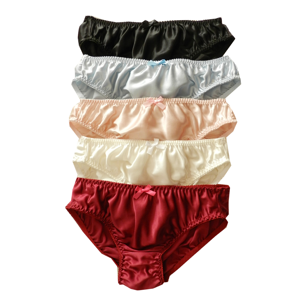 

Yavorrs 5PCS 100% Silk Women Bikini Panties Silk Briefs Size S  L XL, Multi