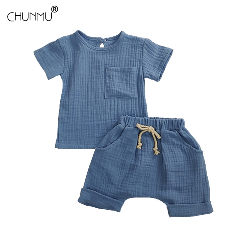 

Childrens Pajamas Baby Boy Girl Clothes Summer Cotton Sleepwear Kids Solid Color Tops Shorts Toddler Clothing Sets 220617, Yellow