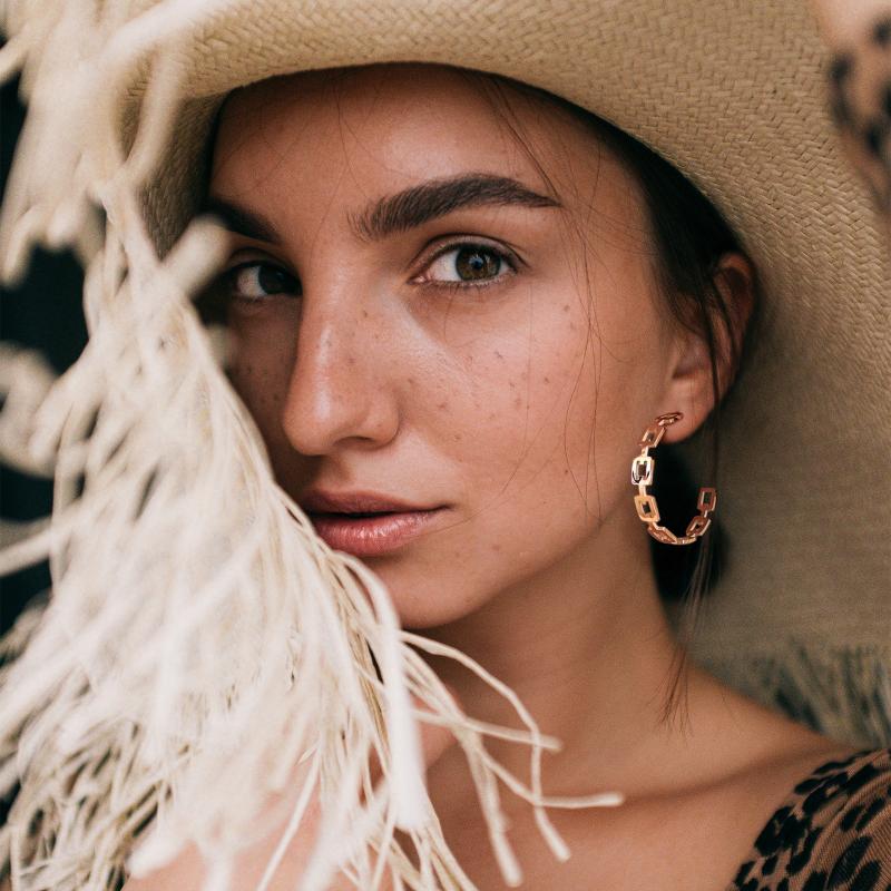 

Hoop & Huggie Chain Earrings Gold Color 45mm Link Hoops For Women Birthday Gifts Her Hypoallergenic Minimalist Ear JewerlryHoop