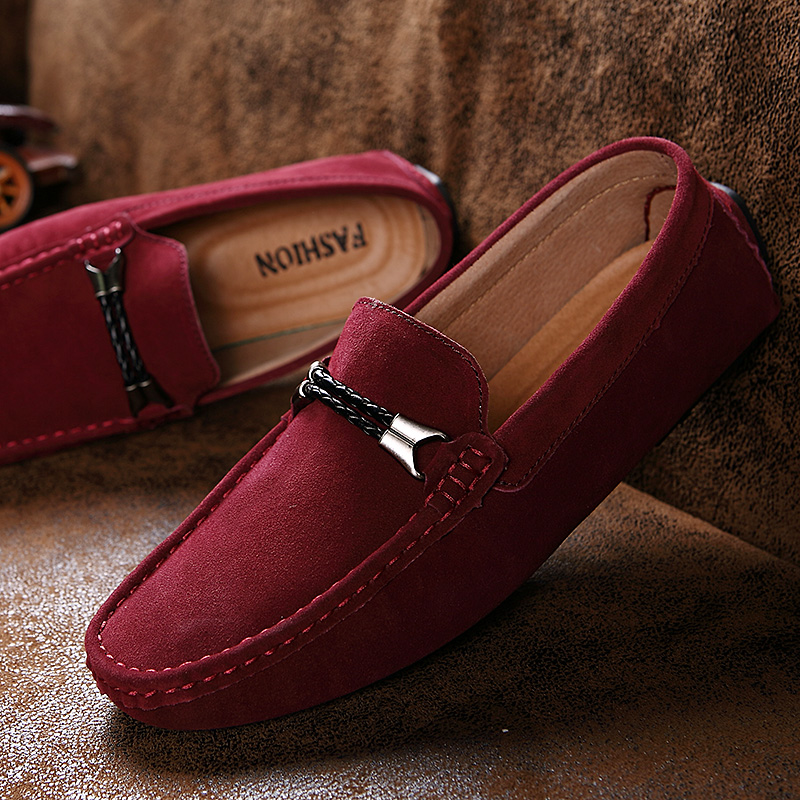

Men Casual Shoes Fashion Suede Shoes Men Handmade Genuine Leather Mens Loafers Moccasins Slip on Flats Lightweight Leisure Walk, Black