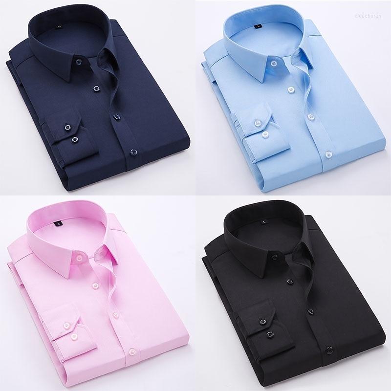 

Men's Dress Shirts Mens Long Sleeve Shirt Solid Color Slim Fit Male Social Simplel Business Casual Button Down ShirtMen's Eldd22, Black