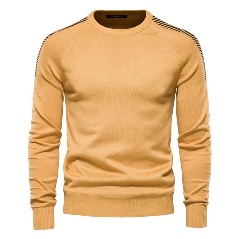 

Men's Sweaters Fashion Spliced Long Sleeve Sweater Brand Casual O-neck Slim Fit Pullovers Men 2022 Winter Warm Knitted MaleMen's, Black