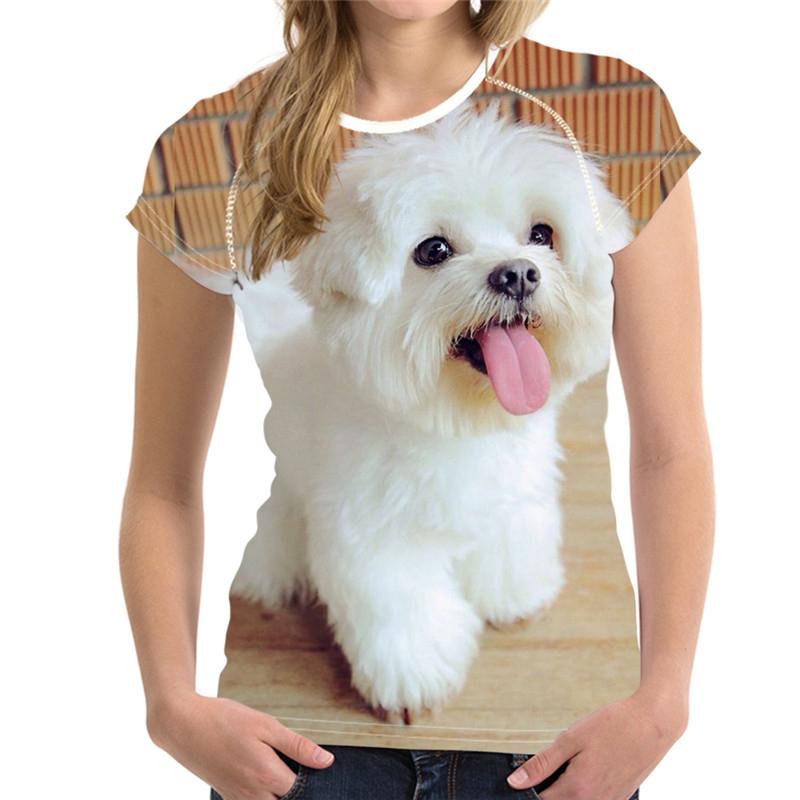 

Women's T-Shirt Noisydesigns Cute Maltese Dog Print Women Short Sleeve T Shirt Summer Breathable Casual Tshirt For Girls Ladies Fashion Tops, H10848bv