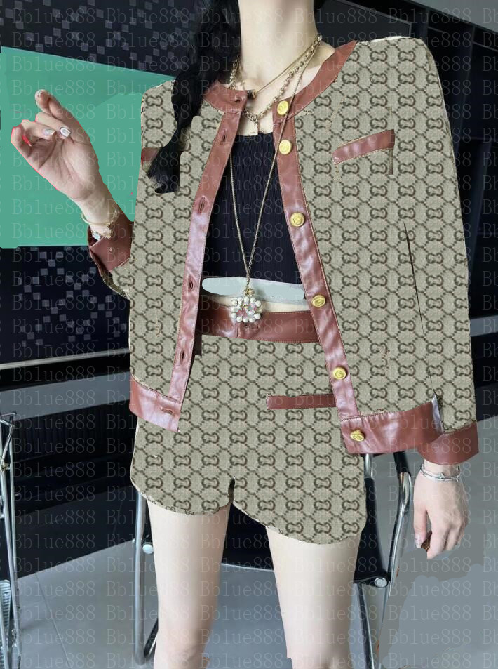 

2022 women' suits Tracksuits round neck single-breasted spliced jackets age-reducing shorts suits luxury accessories 7-15, Customize