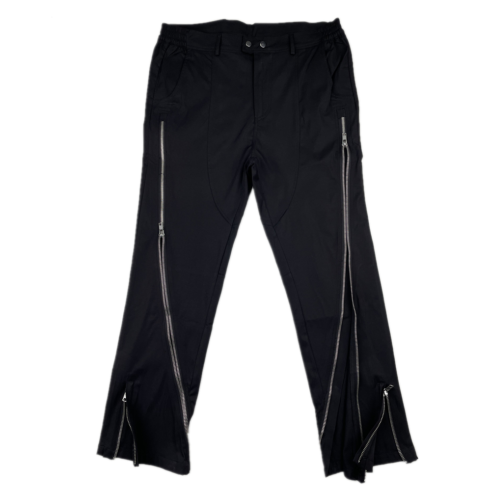 

Front Zipper Casual Pants Men Hip Hop Jogger Five-Pocket Styling Streetwear, Black