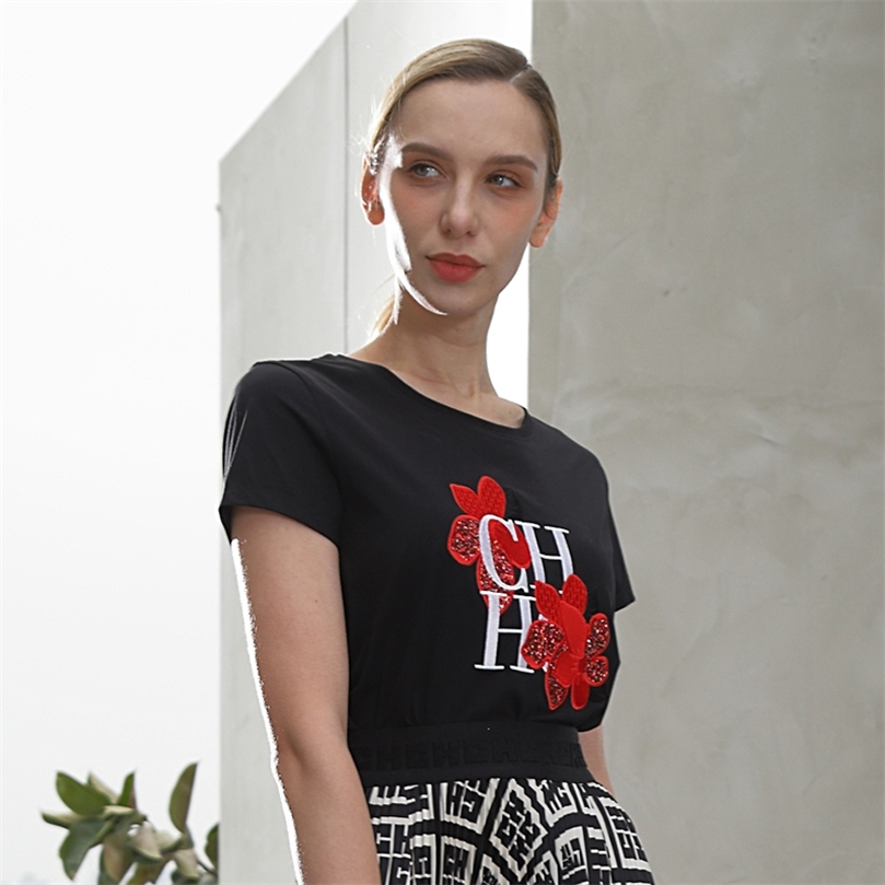 

CHCH Summer Black Designer Chic Sweetshirts Blouse Tops Clothing T-shirts Woman clothes 220507, Cm1gb001021