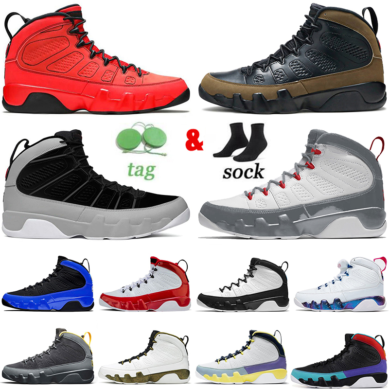 

2022 With Socks Jumpman 9 9s Mens Basketball Shoes Retro Fire Red Olive Motorboat Jones Change The World University Blue Gold Space Jam Sneakers Trainers Big Size 13, A1 fire red 40-47-2