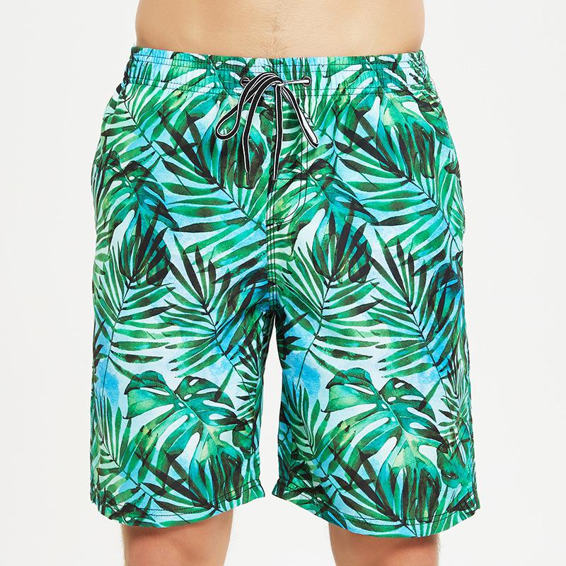 

Men's Shorts Loose Tree Leaf Beach Cartoon Print 2022 Swimsuit Board Men Bathing Suit Swimwear Summer Swimming Trunks, Green