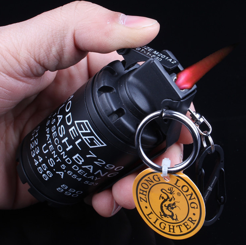 

Red Flame Cool Lighter Black Creative Windproof Straight Turbo Torch Cigar Lighters For Men's Gift Personal Collection