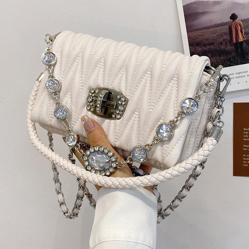 

Evening Bags Brand Shoulder For Women Fashion Rhinestone Chain Designer Handbag Luxury Female PU Leather Underarm Crossbody Clutch BagEvenin, Purple shoulder bag