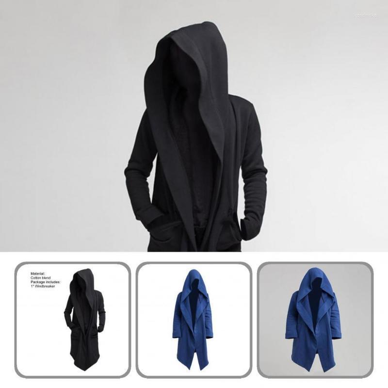 

Men's Trench Coats Fashion Hoodie Mens Womens Warm Hooded Solid Coat Jacket Spring Autumn Cardigan Burning Man Costume Oversize Kend22, Black