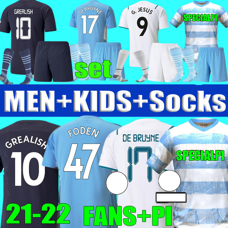 

2021 2022 Manchester GREALISH SOCCER JERSEYS DE BRUYNE FODEN SPECIALPl 21 22 MEN kids kit City TERLING MANS CITIES MAHREZ G.JESUS football shirts sets uniform, Fans 21/22 away shirts