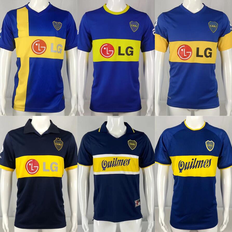 

97 98 Boca Juniors Retro MARADONA CANIGGIA Home Away Soccer Jerseys 2001 ROMAN GIMENEZ Football Shirt Short 09 10 Sleeve camisetas de futbol Uniforms, 9697
