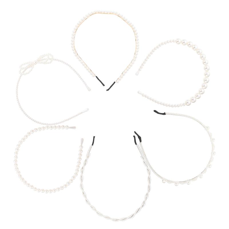 

Bandanas 6Pcs Headbands Pearl With Pearls Hair Accessories For