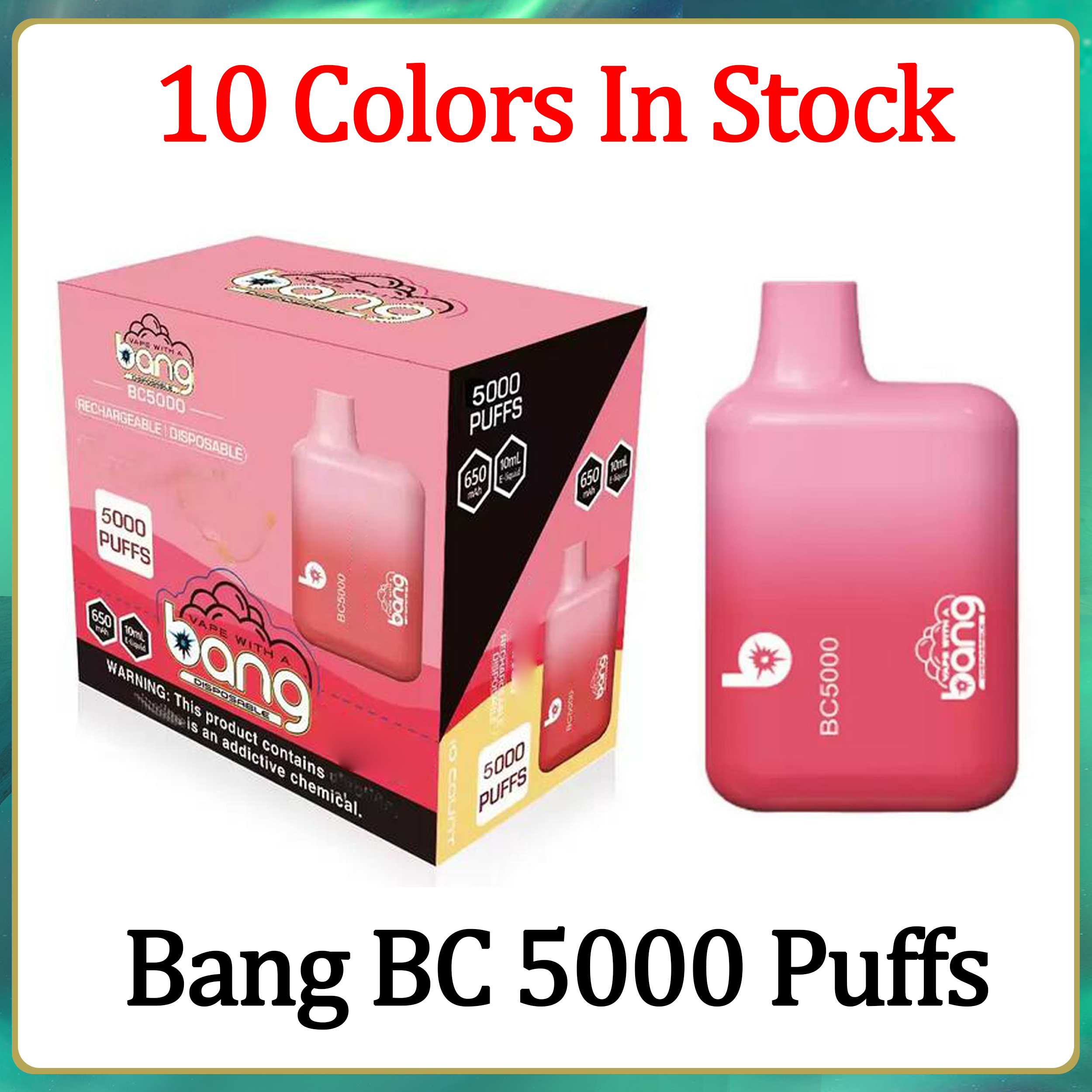 

Wholesale Newest Bang BC 5000 Puffs 5% Disposable E cigarettes Rechargeable Vape With 10.0ml Pre-filled Pod 600mAh Built-in Battery Elf Bar
