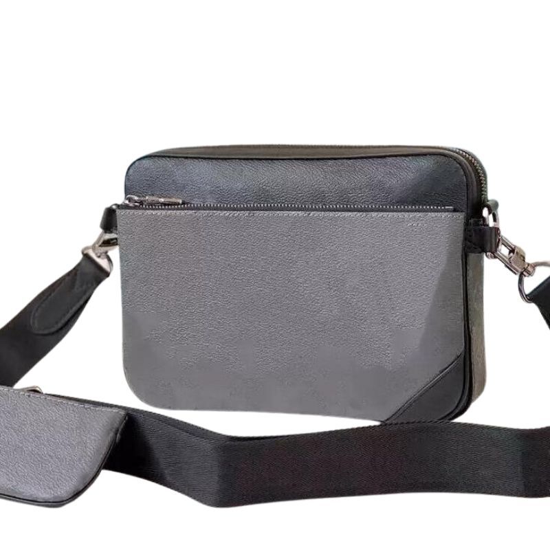 

Handbags Men Leather TRIO Messenger Bags Luxury Shoulder Bag Make up Bag Designer Handbag Tote Man's bag, 001