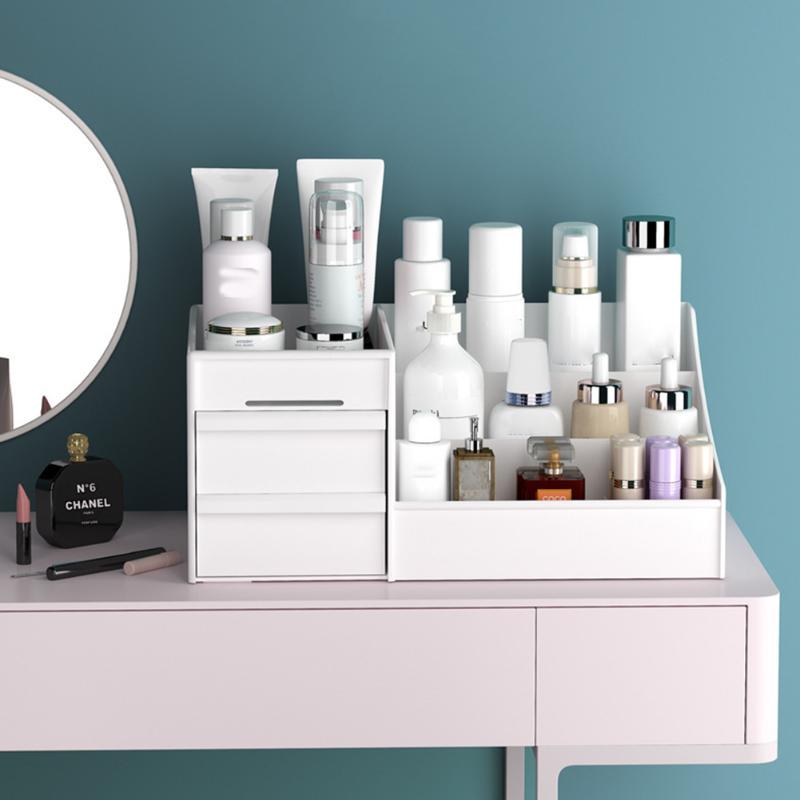 

Storage Boxes & Bins Large Capacity Makeup Organizer Drawer Cosmetic Box Jewelry Nail Polish Container Desktop Sundries, White