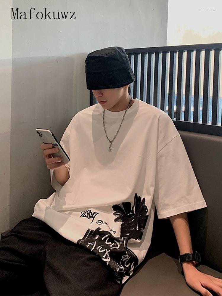

Men's T-Shirts Mafokuwz Anime Graffiti Short-sleeved T-shirt Men's Trend Couple Tops 2022 Summer Loose Large Size Cityboy Vintage T Shir, White