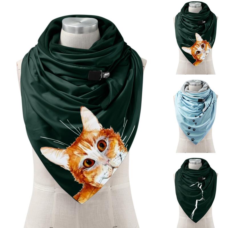 

Scarves Fashion Winter Scarf For Women Animal Printing Button Soft Wrap Casual Warm Shawls Foulard Femme Neck Bandana