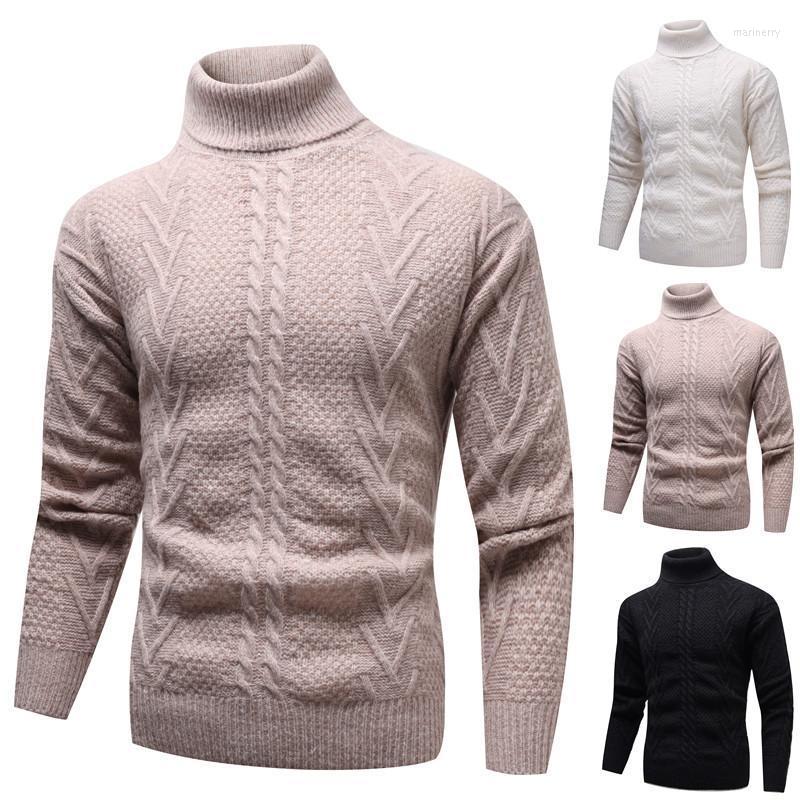 

Men's Sweaters Men's Half-High Collar Twist Long Sleeve SweaterMen's Mari22, White