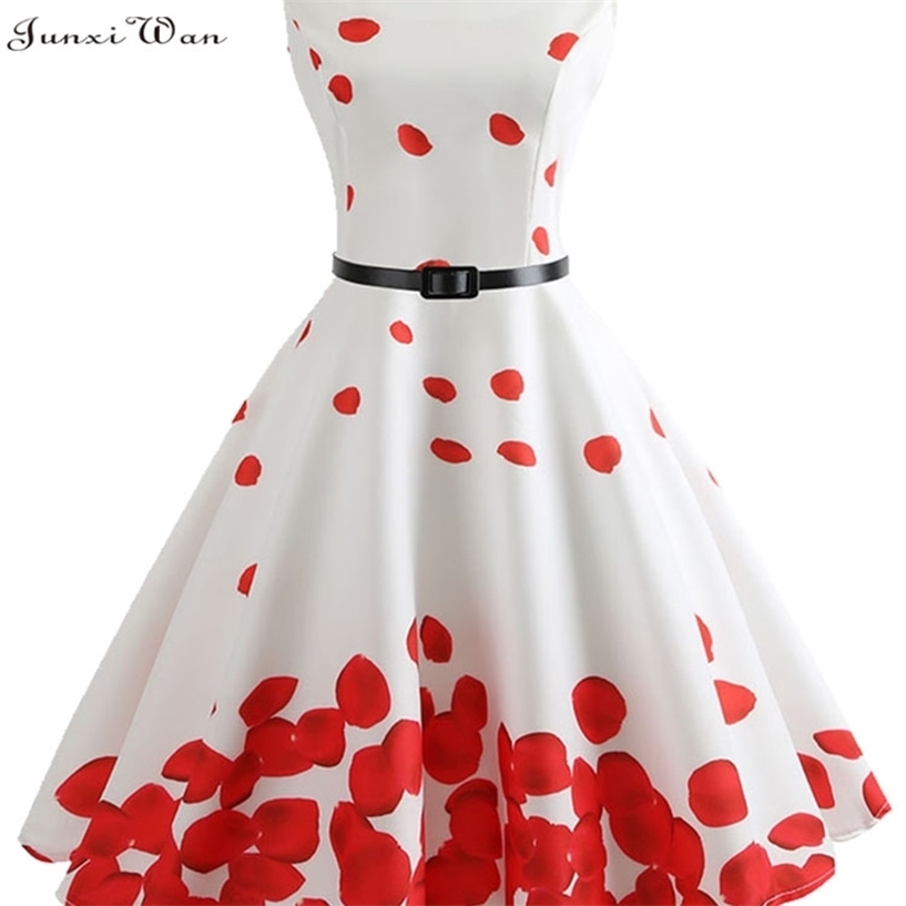 

Women Summer Dress Floral Print Retro Vintage 1950s 60s Casual Party Office Robe Rockabilly Dresses Vestido Mujer 220418, Pettiskirt red