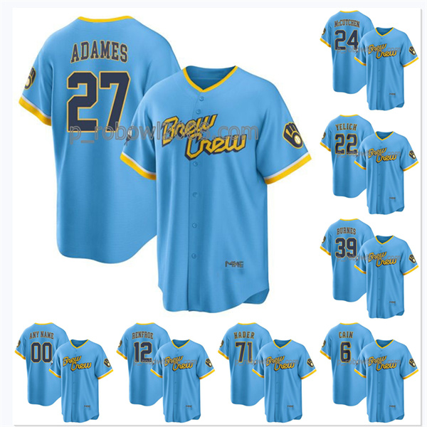

Willy Adames Brewers 2022 City Connect Jersey Christian Yelich Rowdy Tellez Andrew 24 McCutchen Josh Hader Lorenzo Cain Tyrone Taylor Hunter Renfroe Luis Urias Top, As picture
