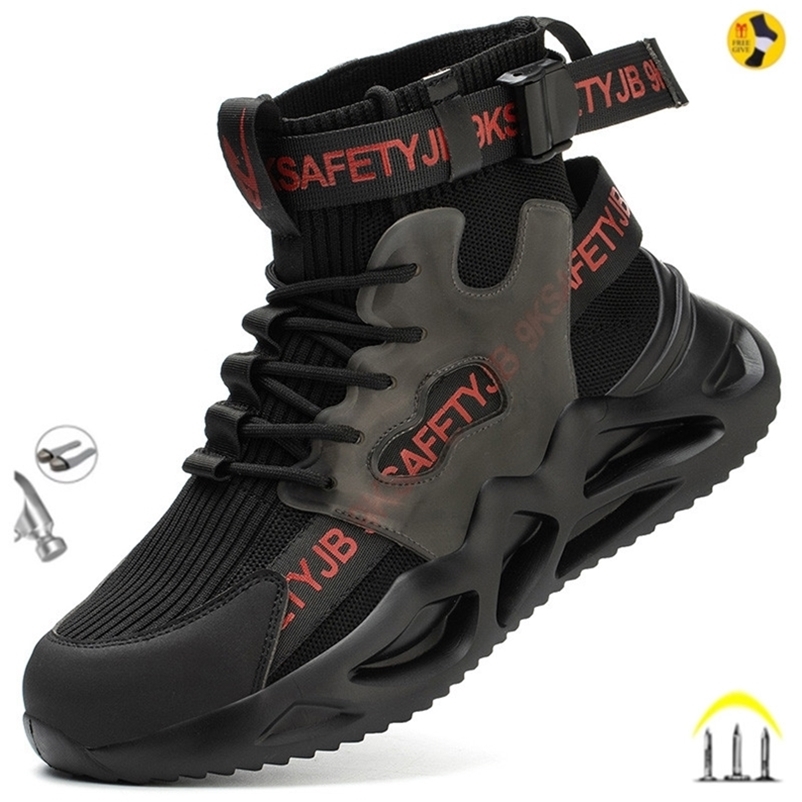 

3650 Boots Indestructible Safety Men Steel Toe PunctureProof Sneakers Male Footwear Adult Work Shoes 220720, Black-75