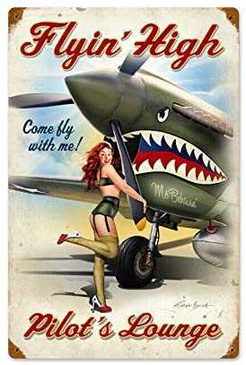 Vintage Style Metal Tin Sign 8x12inch Pinup Girl Flying High Garage Home Kitchen Bar Pub Hotel Wall Decor Signs-image-762029665