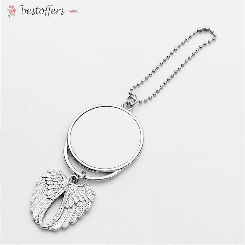 

Sublimation Big Wings Necklaces Pendants Sublimation Blanks Car Pendant Angel Wing Rearview Mirror Decoration Hanging Ornaments DHL