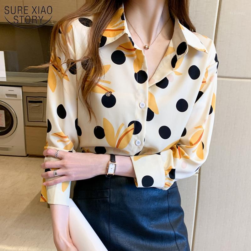 

Autumn 2022 Korean Loose Chiffon Blouse Retro Hong Kong Style Printed Women' Shirt Long Sleeve Top Female Camisa 11000 Blouses & Shirts, Yellow