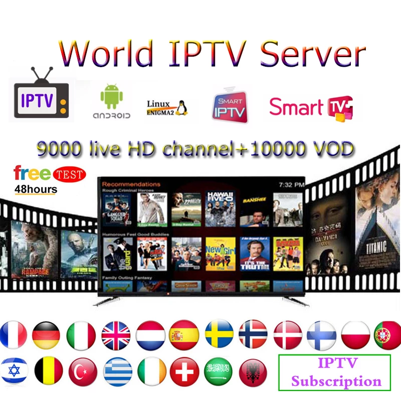 

Brand New Europe CCCam 10000 Live VOD M3 U Works On Android HDD Player PC Smart TV France Spain Germany US Arab Latin America Africa UK Sports Series