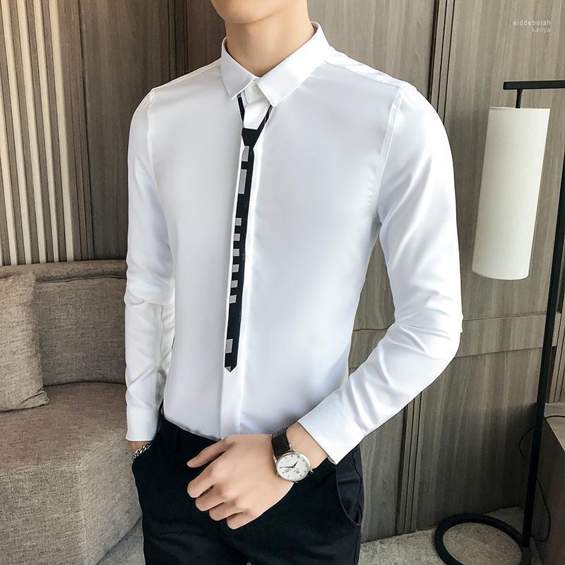 

Autumn Fashion Slim Fit Shirt Men Non Iron Shirts Office Tuxedo Mens Long Sleeve High Quality Men's Dress Eldd22, Black lt106