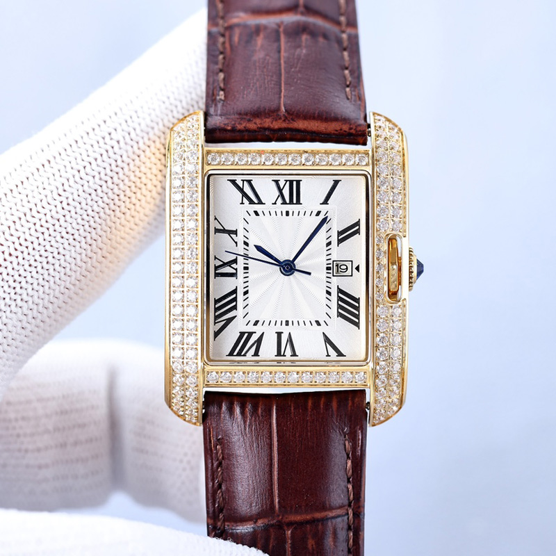 

Diamonds Men Watches Mechanical Movement Watch 39mm Waterproof Fashion Wristwatches Leather Wristwatch Montre De Luxe, Color 6