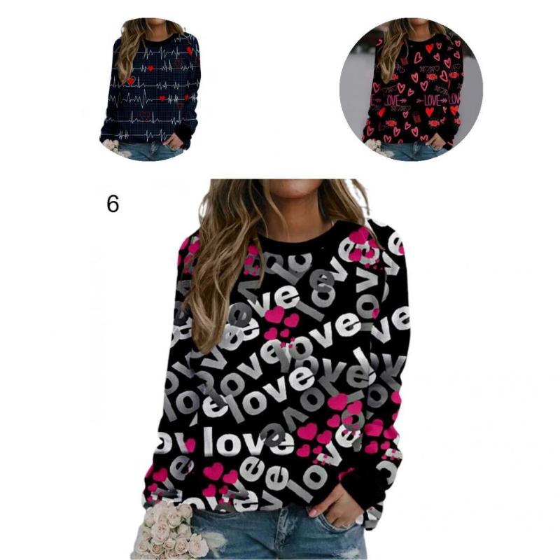 

Women's Hoodies & Sweatshirts Ladies Casual Crew Neck Loose-fitting Sweatshirt Female Pullover Heart Print For OfficeWomen's