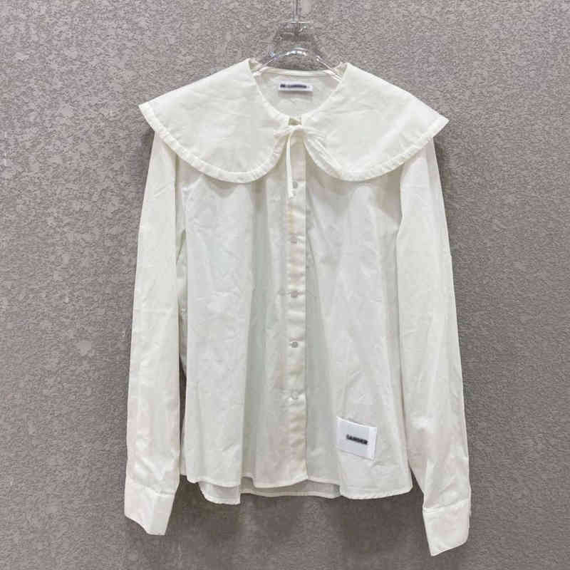 Women's Blouses Shirts Spring baby collar long sleeve shirt Jil s button up versatile basic 3V6S-image-785227747