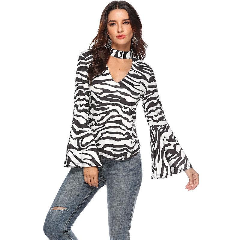

Women' T-Shirt Women Long Flare Sleeve Sexy Hollow Out Tshirt Summer Clothes T Shirts Casual Tops Spring Streetwear 2022 LWL1420Women, Zebra pattern