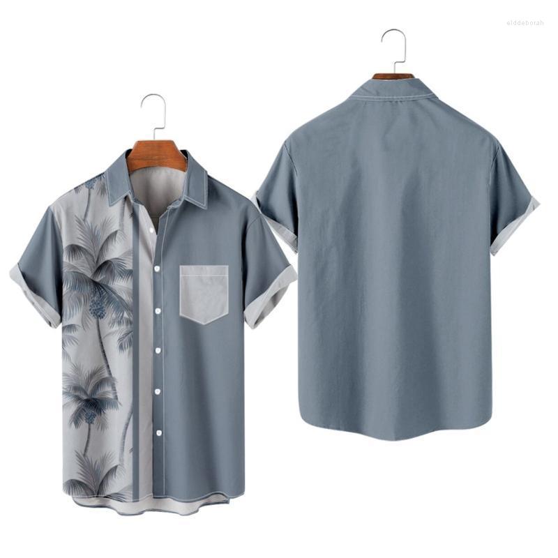 

Men's Casual Shirts Mens 50s Style Clothing Floral Hawaiian Short Sleeve Button Down Beach Mock Men Long SleeveMen's Eldd22, Light blue
