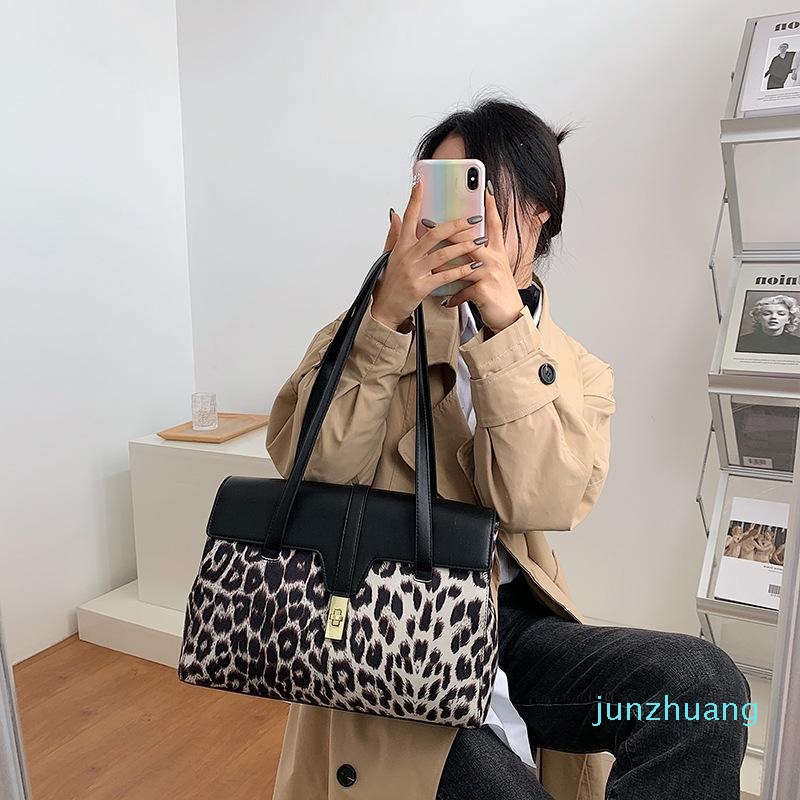 

HBP Women Shoulder Bags Fashion Handbag Leopard Print PU Leather Large Capacity Messenger Bag, Khaki