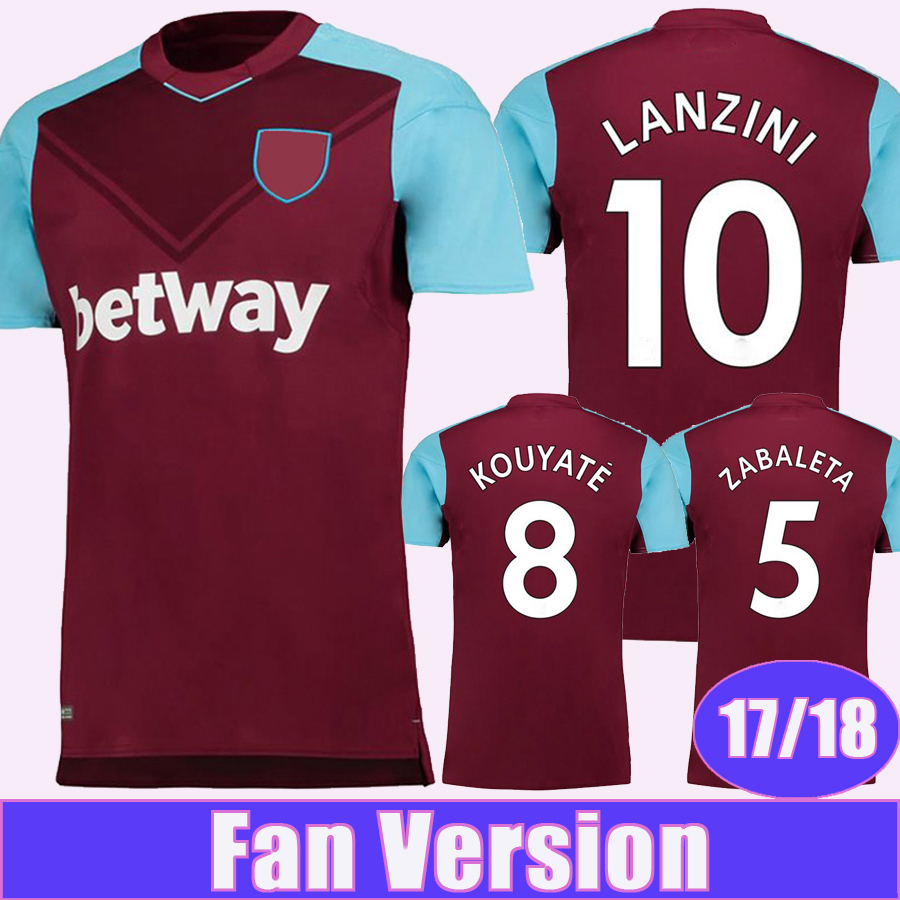 

17 18 CHICHARITO LANZINI Mens Soccer Jerseys NOBLE CARROLL KOUYATE ARNAUTOVIC ZABALETA Home Red Short Sleeve Football Shirt, Qm3407 2018 home no patch