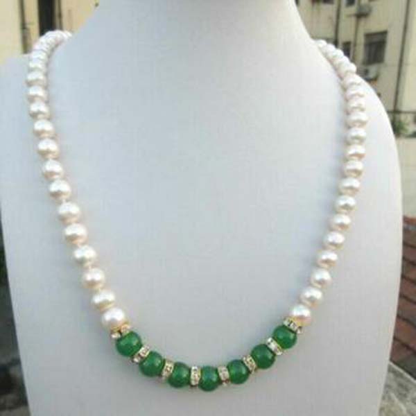 

Fancy White Green Jade south Sea AAA Pearl Necklace 18"
