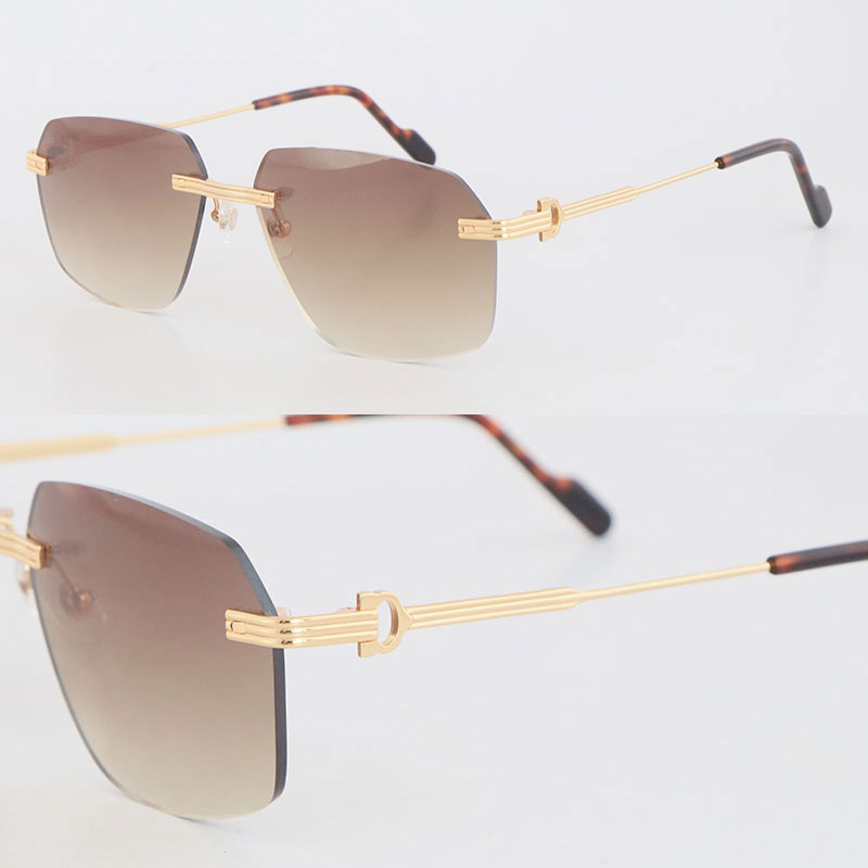 

Latest Fashion Metal Large Square 0271S-1 Rimless Sunglasses Women Sun Glasses Men Luxury Protection driving Fashion designer Pairing bag Adumbral Size 60-17-145MM