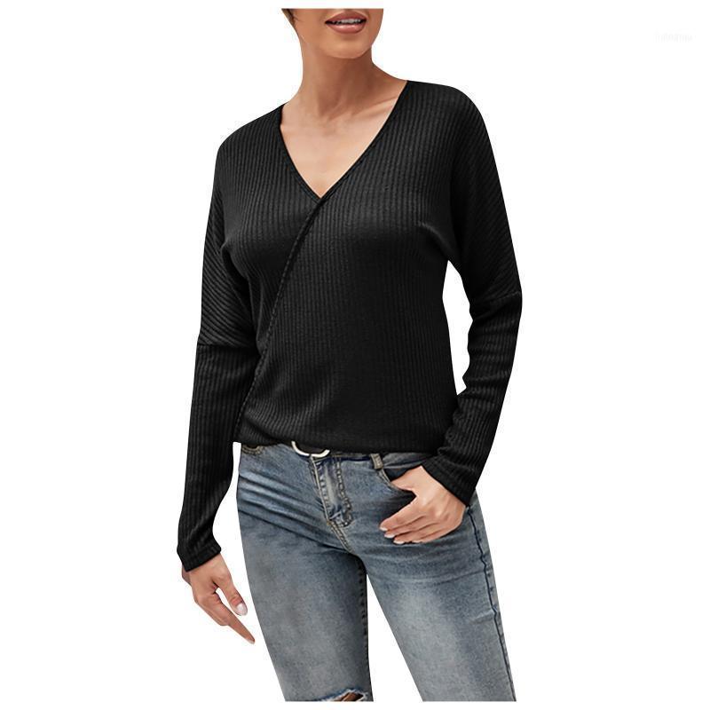 

Women' Blouses & Shirts Plus Size Womens Tops And Long-sleeved V-neck Bottoming Shirt Knitted Stitching Top Blusas Mujer De Moda 2022