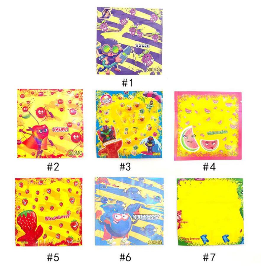 

empty 600mg sour gummies edible packaging bags ziplock smell proof tropical edibles candy gummy mylar bag