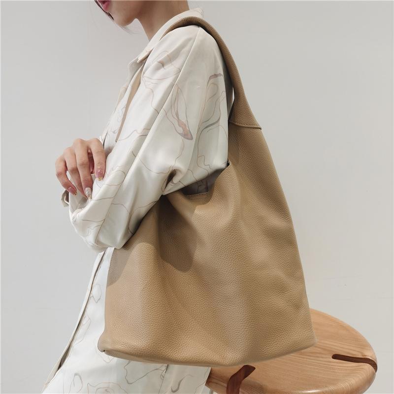 

Evening Bags First Layer Cowhide Leather Hobos Bag Large Shoulder Shopper Women Retro Dumpling Casual Ladies Handbag Drop, Brick red