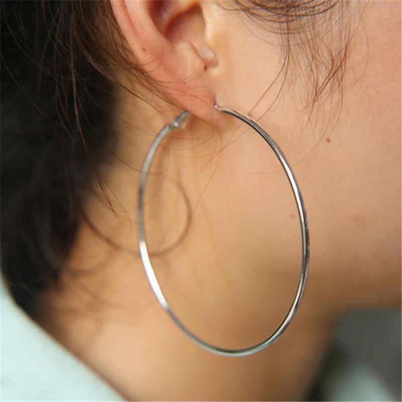 

Hoop & Huggie 8/10mm Large Circle Earrings Silver Gold Color For Women Round Big Hoops Ear Rings Party Club Jewelry GiftsHoop
