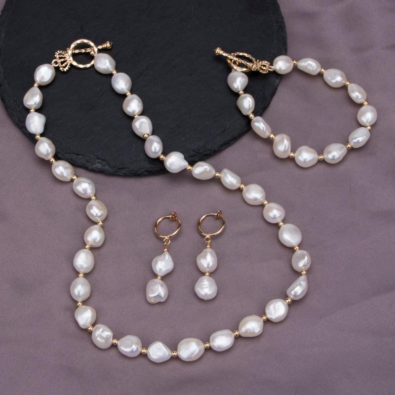 

Earrings & Necklace Women's Natural Pearl Jewelry Set Bracelet And Fine Wedding JewelryEarrings, As pic